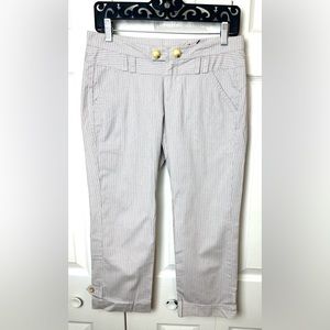 IDRA Pinstriped Cropped Capri Pants Anthropologie Striped Crop Skinny Leg Style